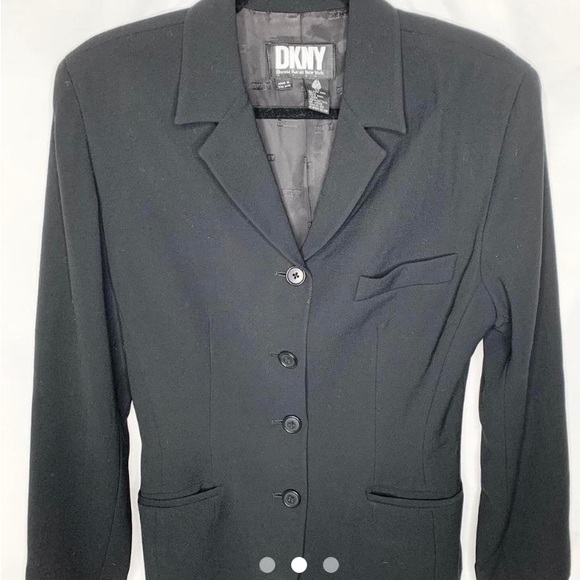 DKNY Y2K Womens Black Blazer size 10 Shoulder Pads - Picture 2 of 3